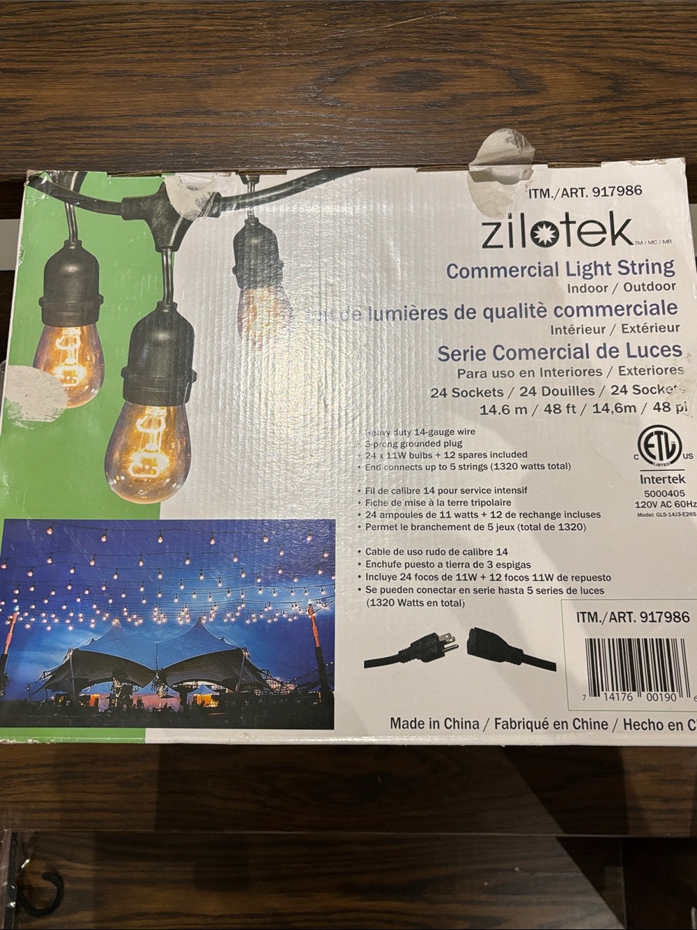 Zilotek Commercial Light String - Black Outdoor/Indoor String Lights